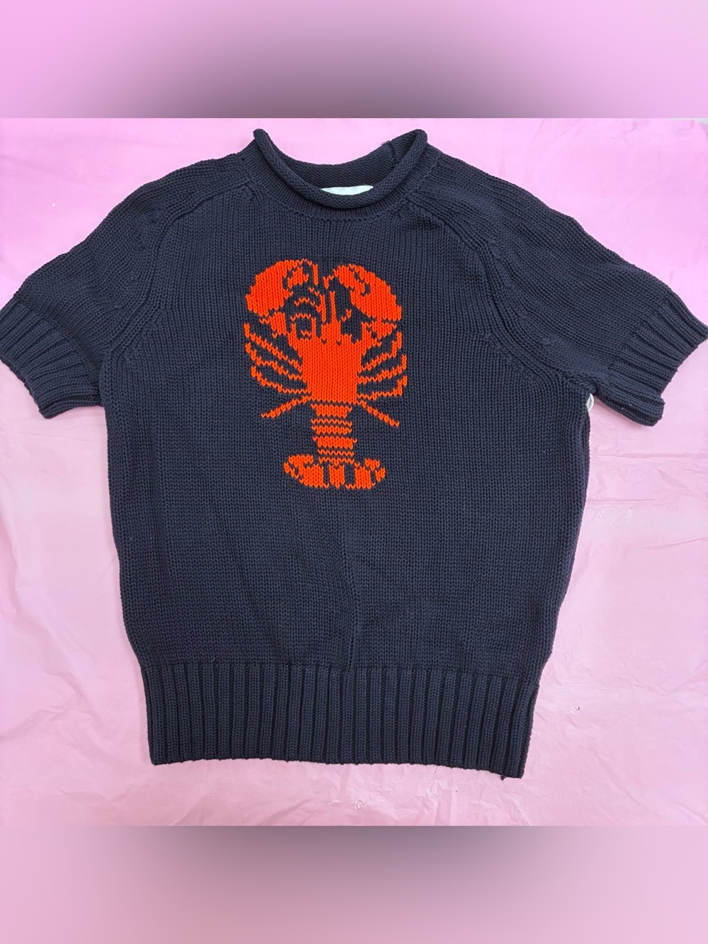 Free Assembly Womens Top Shirt Navy Blue Lobster Retro Nautical Preppy NWT Sz XS